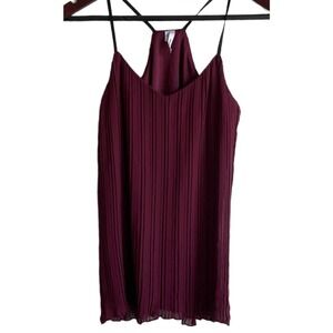 Y2K Studio Y Women Camisole Top XS Burgundy Pleated Chiffon Y2K Whimsigoth Retro